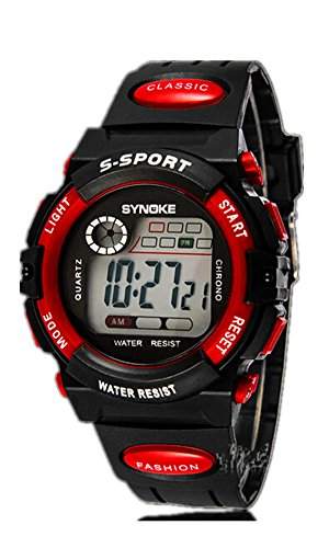 SAMGU Mode Gummi Armbanduhr Unisex Sport Uhr Digital LED Alarm Day Date Farbe Rot