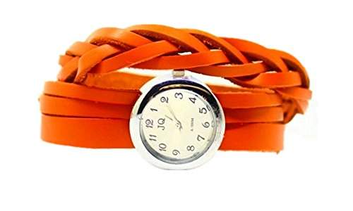 SAMGU Geflochtenes Leder Uhren Retro armband uhr Damen Quarzuhren Armbanduhr frauen kleid Farbe Orange