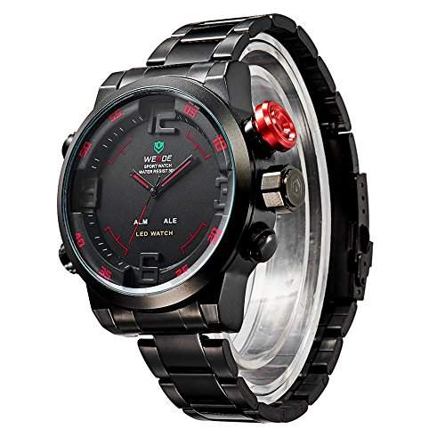 SAMGU Edelstahl Brand Watch Luxus Military Watch Herren sport uhr Doppel Display Led Wasserdicht Farbe Mehrfarbig