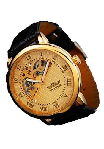 SAMGU Lederarmband Luxus skelett hand Wind Mechanische Uhr Herren armbanduhren Farbe Golden