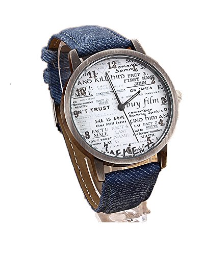 SAMGU Unisex Quarz Uhren Sportuhren Maenner Denim Gewebe Frauen Kleid Uhr Armbanduhren Farbe Blau
