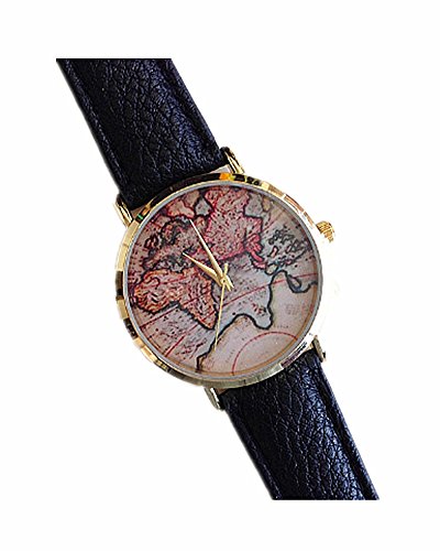 SAMGU Vintage Weltkarte Alloy Damen Herren Analog en Uhren World Map Watches Farbe schwarz