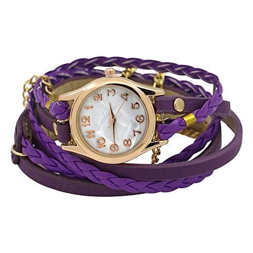 SAMGU neue Ankunfts Kleid Uhr Frauen Dame Retro Kunstleder Strap Armband Armbanduhr lila
