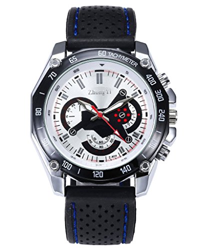 JSDDE Uhren XL Uhren Casual Sport Uhr Traveler unecht Chronograph Silikon Analog Quarzuhr Blau