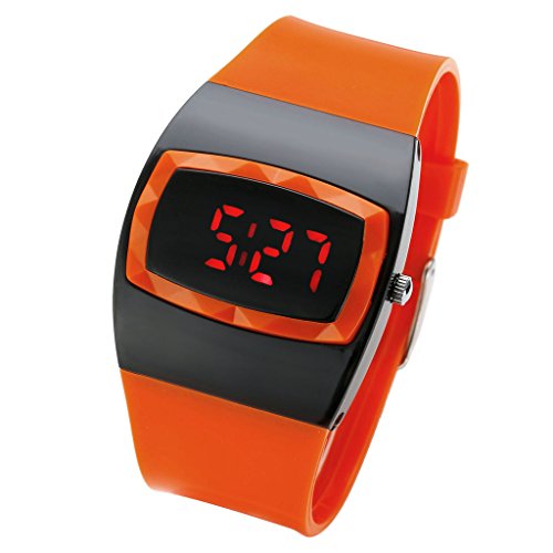 JSDDE Uhren LED Digital Uhr Unisex Sportuhr Herren Quarzuhr Gelee Sport Uhren Orange