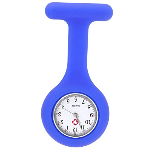 JSDDE Uhren Krankenschwester FOB Uhr Damen Silikon Tunika Brosche Taschenuhr Quarzuhr Farbe Himmelblau