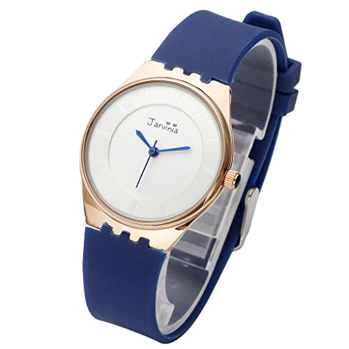 JSDDE Uhren Einfach Ultra d nne Armbanduhr Silikon Band Sport Armbanduhr Unisex Rosegold Annalog Quarzuhr Blau