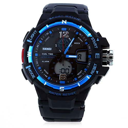 Leopard Shop SKMEI 1148 Herren LED Digital Quarz Sport Armbanduhr Dual Time Tag Alarm Licht Wasser Widerstand Armbanduhr Blau
