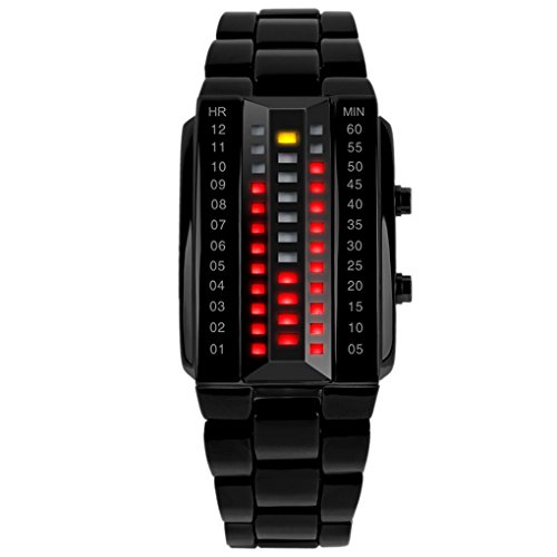 SKMEI Herren Fashion Digital LED Armbanduhr LED Watch Kalender Zifferblatt 35 25 12mm Schwarz