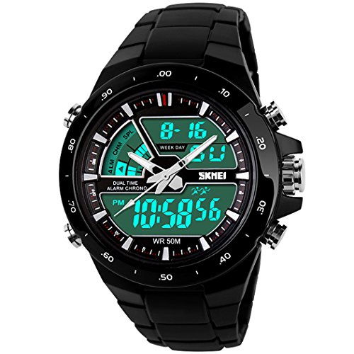 Skmei 50 m Wasserdicht Analog Digital LCD Multifunktional Herren Sport Armbanduhr Schwarz