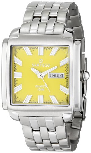 Square Stainless Steel Dress Watch Yellow Dial