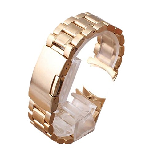 PIXNOR 22mm Weit Edelstahl Uhrenarmband Armband Stainless Steel Watch Strap Metall Uhr Band mit Werkzeug Rosegold