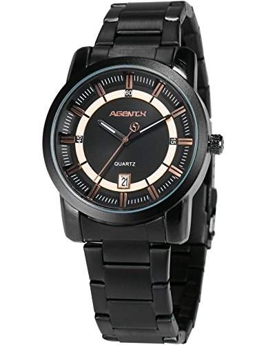 Agent X Herren Luxus Armbanduhr Analog Japanisches Quarz Datum Anzeige Stahl Band AGX128