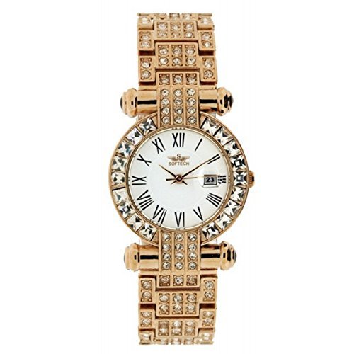 Marken Mode Damen Womens Diamante Wrist Watch Rose Gold Analog Quarz