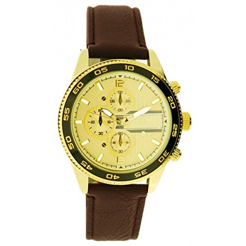 Softech Maenner s Champagner Gold Dial Gesicht Brown PU Leder Strap Chronograph Wrist Watch Analog Quarz mit eine Extra Batterie