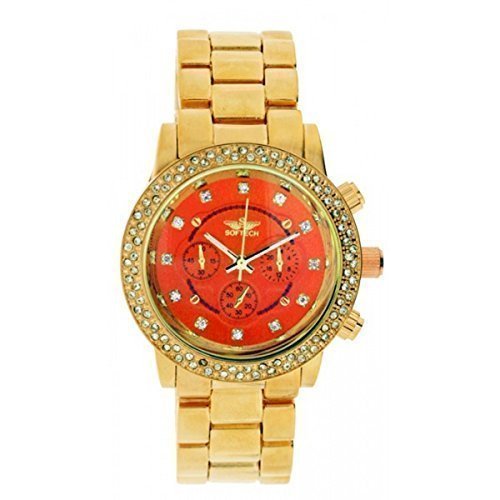 Neue Softech Rotgold mit orang Gesicht Diamante Armband Armbanduhr
