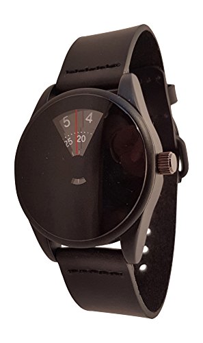 Stilvolle Herren Designer Armbanduhr by Softech mit Geschenk Box Schwarz Gesicht mit Jump Stunde Disk Display schwarz PU Lederband
