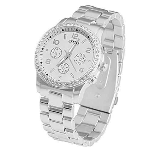 SSITG Uhr Damen Herren Armbanduhr mit Strass Quarzuhr watch Geschenk Gift 004