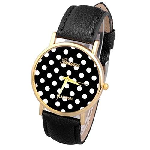 SSITG Uhr Vintage Polka Dot Damen Armbanduhr Basel-Stil Quarzuhr Lederarmband Uhr Xmas Gift Geschenk