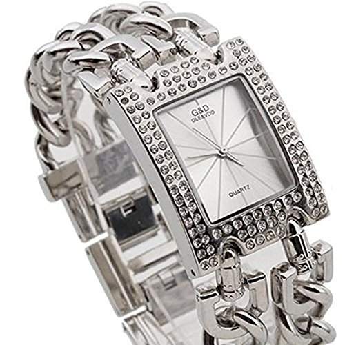 SSITG Damen Uhr Armbanduhr Armkette Quarz Uhren Armband mit Strass Watch Geschenk Gift