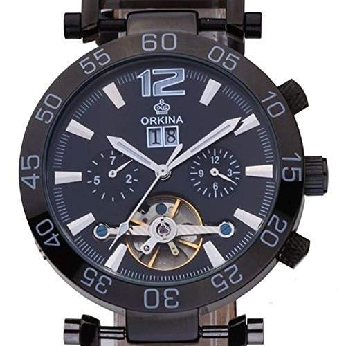 SSITG Uhr Mechanikuhr Herren Skelett Uhr Automatik Armbanduhr mit Datumsanzeige Watch Geschenk Gift