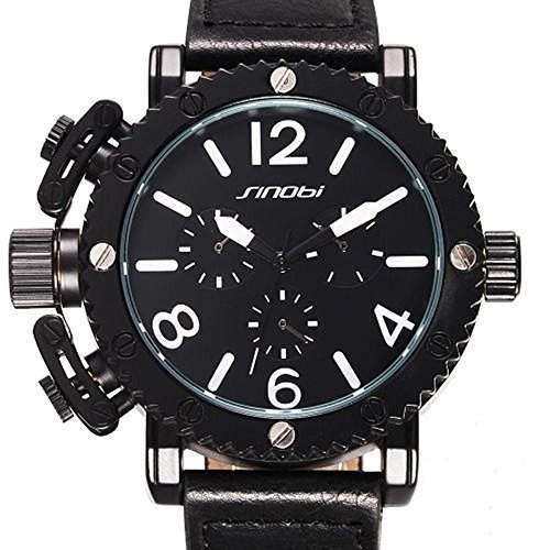 SSITG Uhr Analog Quarz Uhr Armbanduhr Herrenuhr Uhren PU Leder schwarz Watch Geschenk Gift