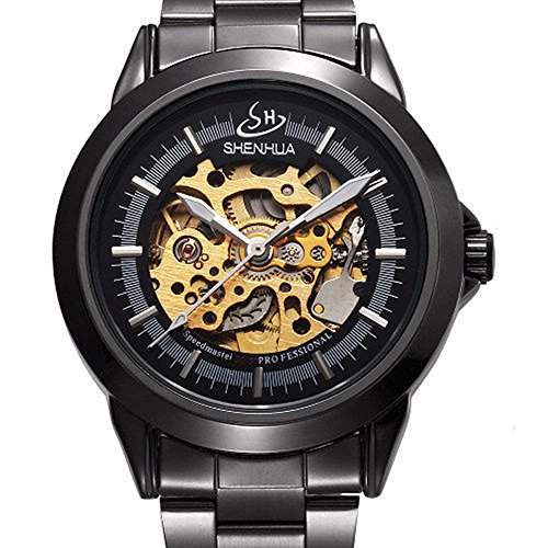 SSITG Uhr Mechanisch Automatik Uhr Herrenuhr Armbanduhr Uhren Skelett Schwarz Watch Geschenk Gift