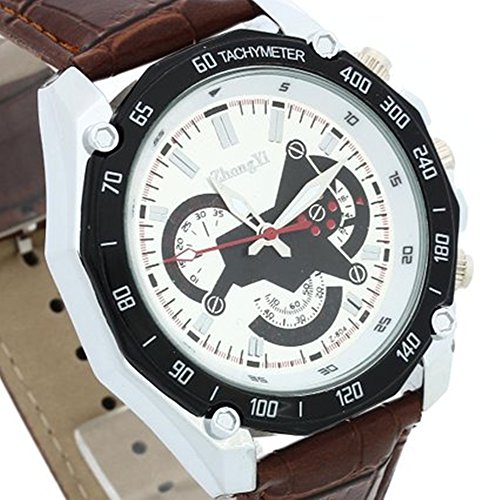 SSITG Armbanduhr Quarzuhren Quarzuhr Watch PU mit Chronograph Geschenk Gift