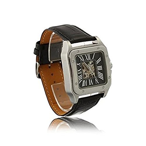 SSITG Armbanduhr Mechanisch Uhr Skelettuhr Automatikuhr PU Geschenk Gift Watch