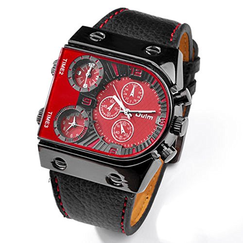 SSITG Armbanduhr Uhren Uhr Sport Multifunktion Chrono Lederuhr Rechteck 3