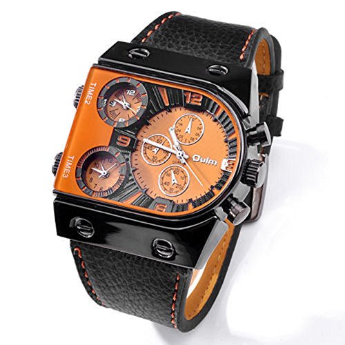 SSITG Armbanduhr Uhren Uhr Sport Multifunktion Chrono Lederuhr Rechteck 4