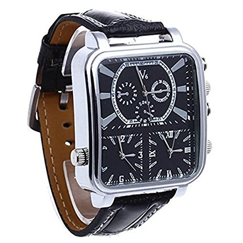 SSITG Armbanduhr Herren Quarzuhr PU Leder Armband Multi Uhrwerk Uhr Watch Geschenk Gift