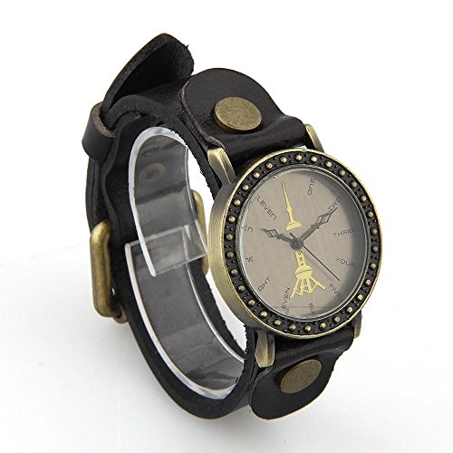 SSITG Uhr Leder Armbanduhren Quarzuhr Armbanduhr Uhren Vintage Geschenk Gift Watch schwarz