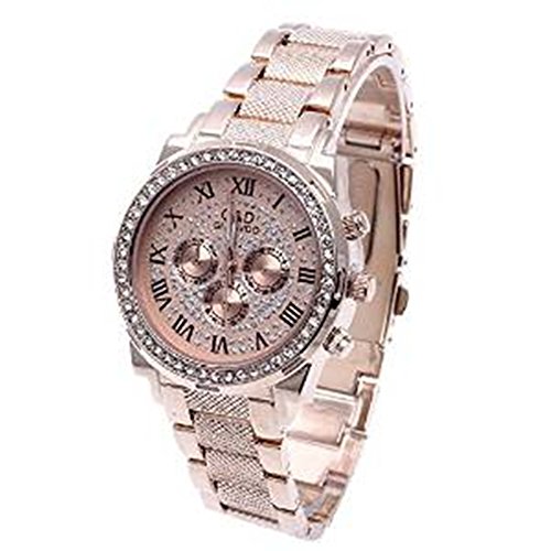 SSITG Quarzuhr Armbanduhr Damenarmbanduhr Watch Legierung Strass Geschenk Gift Watch rosa gold