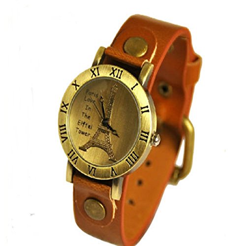 SSITG Leder Armbanduhr Vintage Retro Damenarmbanduhr Spangenuhr Paris Eiffel SSA 6