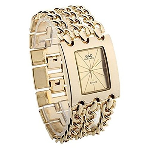 SSITG Uhr Damen Armband Uhr Armbanduhren Quarzuhr Legierung Goldfarbe mit Strass Geschenk Gift Watch