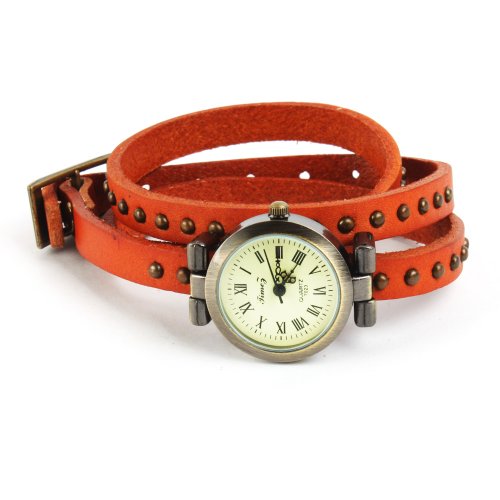SSITG Uhr Damen Leder Vintage Designer Retro Look Armbanduhr Trend Mode Wickeluhr Armband watch Geschenk Gift 004