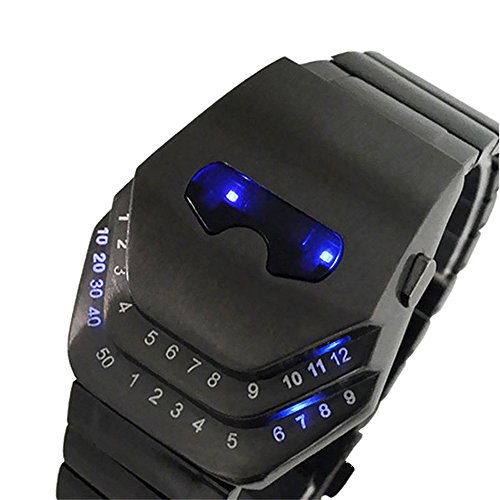 SSITG Edelstahl LED Armbanduhr Digital Analog Schwarz Sport Uhr
