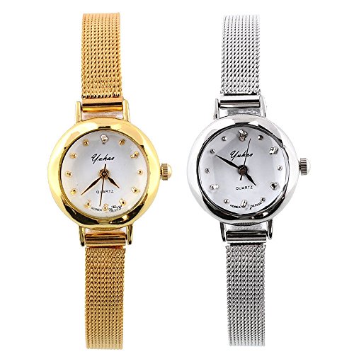 SSITG Damen Edelstahl Armbandurh Gold Silber Armreifuhr Quarz analoge Armband Geschenk Gift Watch silber