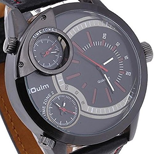 SSITG Armbanduhr Quarzuhr Uhr Sportuhr Watch mit Drei Quarzwerk PU Schwarz Geschenk Gift Watch