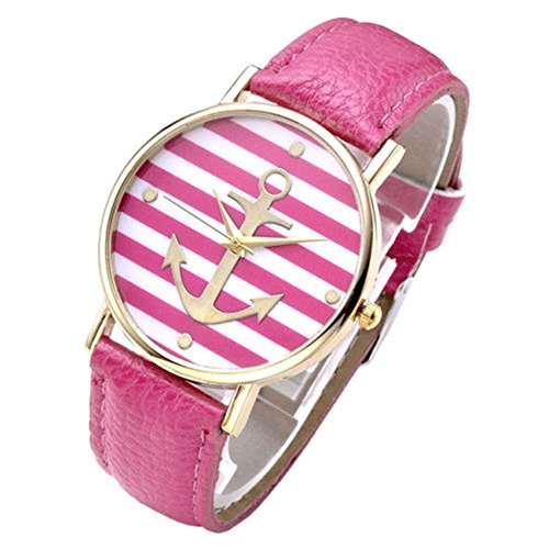 SSITG Vintage Damen unisex Armbanduhr Anker Quarzuhr Lederarmband Uhr Analog Anker A5