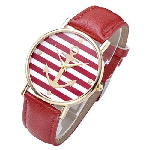 SSITG Vintage Damen unisex Armbanduhr Anker Quarzuhr Lederarmband Uhr Analog Anker A3