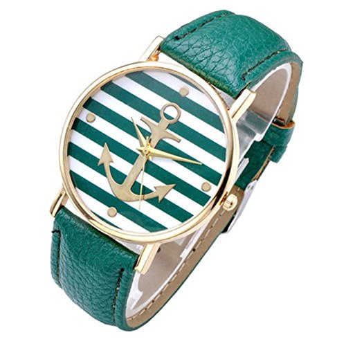 SSITG Vintage Damen unisex Armbanduhr Anker Quarzuhr Lederarmband Uhr Analog Anker A6