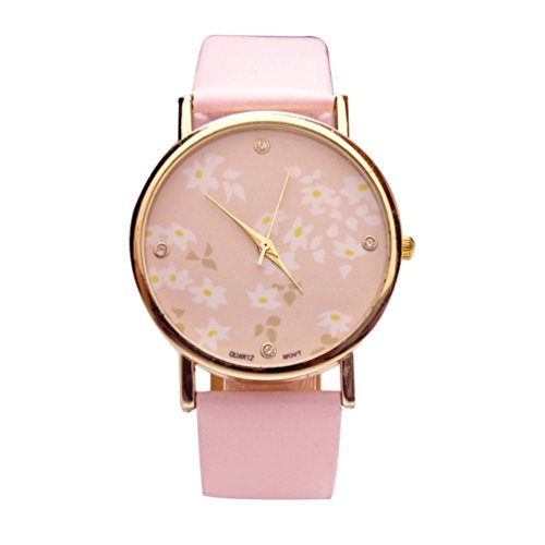 HITOP Vintage Retro Blume Basel Stil Pink Kirschblueten Leather Quarz uhr Lederarmband Uhr Top Watch