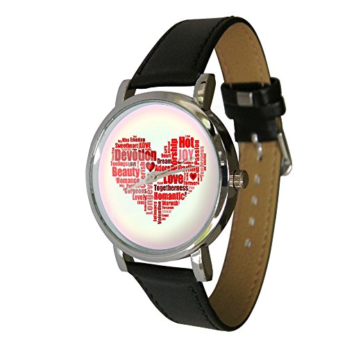 Herz Wort Cloud Stil Armbanduhr ein Herz als Bild Made Up ab einer liebevollen words ideal als Geschenk zum Valentinstag