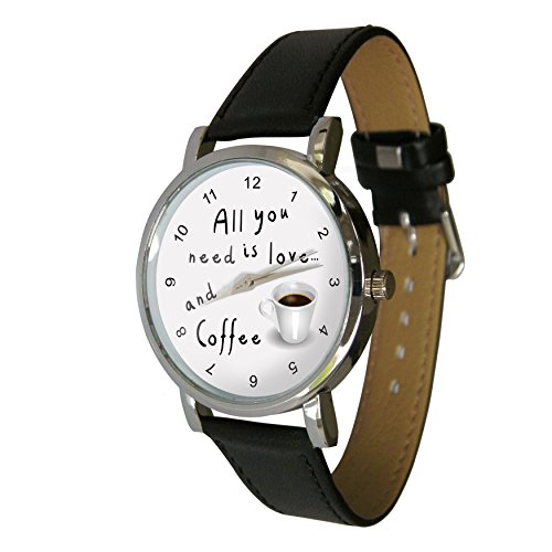 All You Need Is Love Coffee Design Armbanduhr mit einem echtem Leder Strap