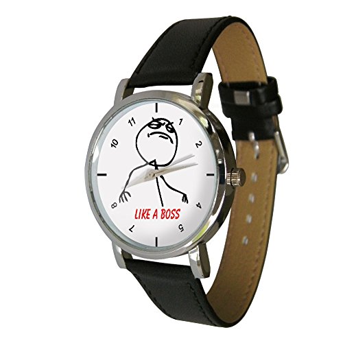 Like A Boss Design Armbanduhr mit Like a Boss Meme Cool Armbanduhr Design ECHTES LEDER Strap