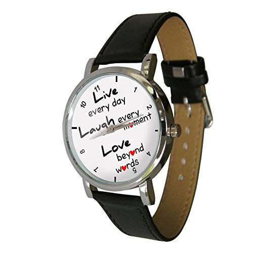 Live Laugh Love Design Uhr Exclusive To ywd Great inspirierendes Zitat Echtes Leder Gurt Live Laugh Love red