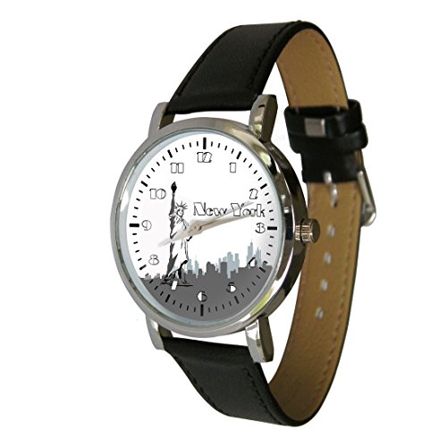 New York Skyline Taschenuhr eine tolle Armbanduhr Wir Ein Kultiges Bild Echtes Leder Gurt