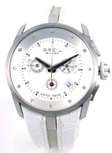 BREIL-Damen-Armbanduhr MILANO CHR SS CASE WHITE STRAP DIAMONDS BW0472